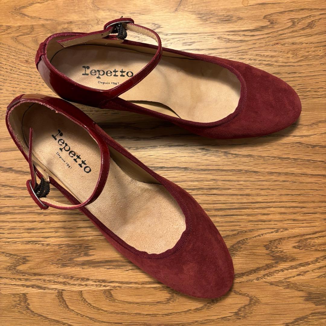 Repetto 赤 アンクルストラップ バレエシューズ