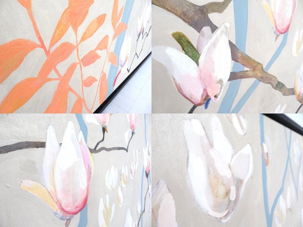 真作保証　荻野 夕奈　白木蓮　油彩　油絵　アート　芸術　絵画