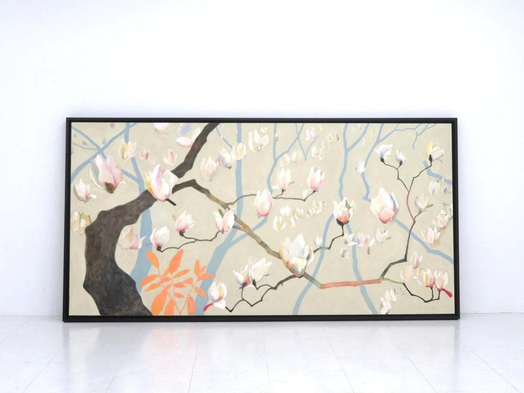 真作保証　荻野 夕奈　白木蓮　油彩　油絵　アート　芸術　絵画