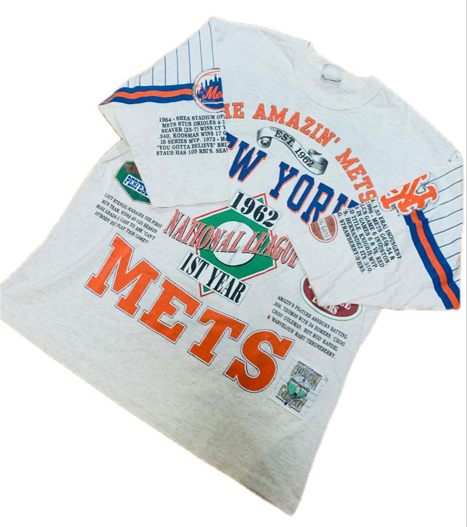 90s USA製 MLB New York Mets 優勝フォト 5分袖 XL
