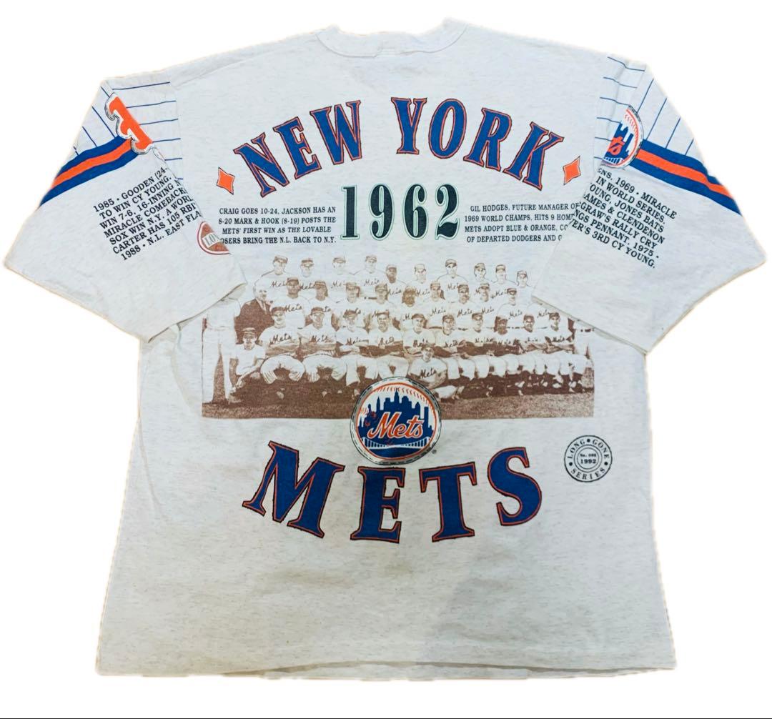 90s USA製 MLB New York Mets 優勝フォト 5分袖 XL
