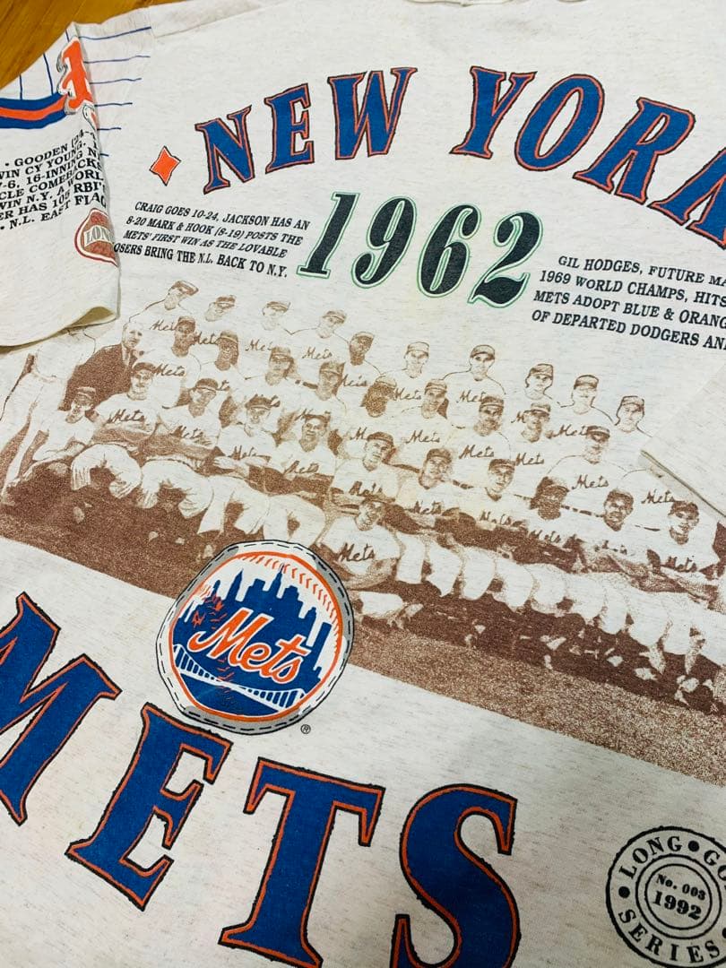 90s USA製 MLB New York Mets 優勝フォト 5分袖 XL