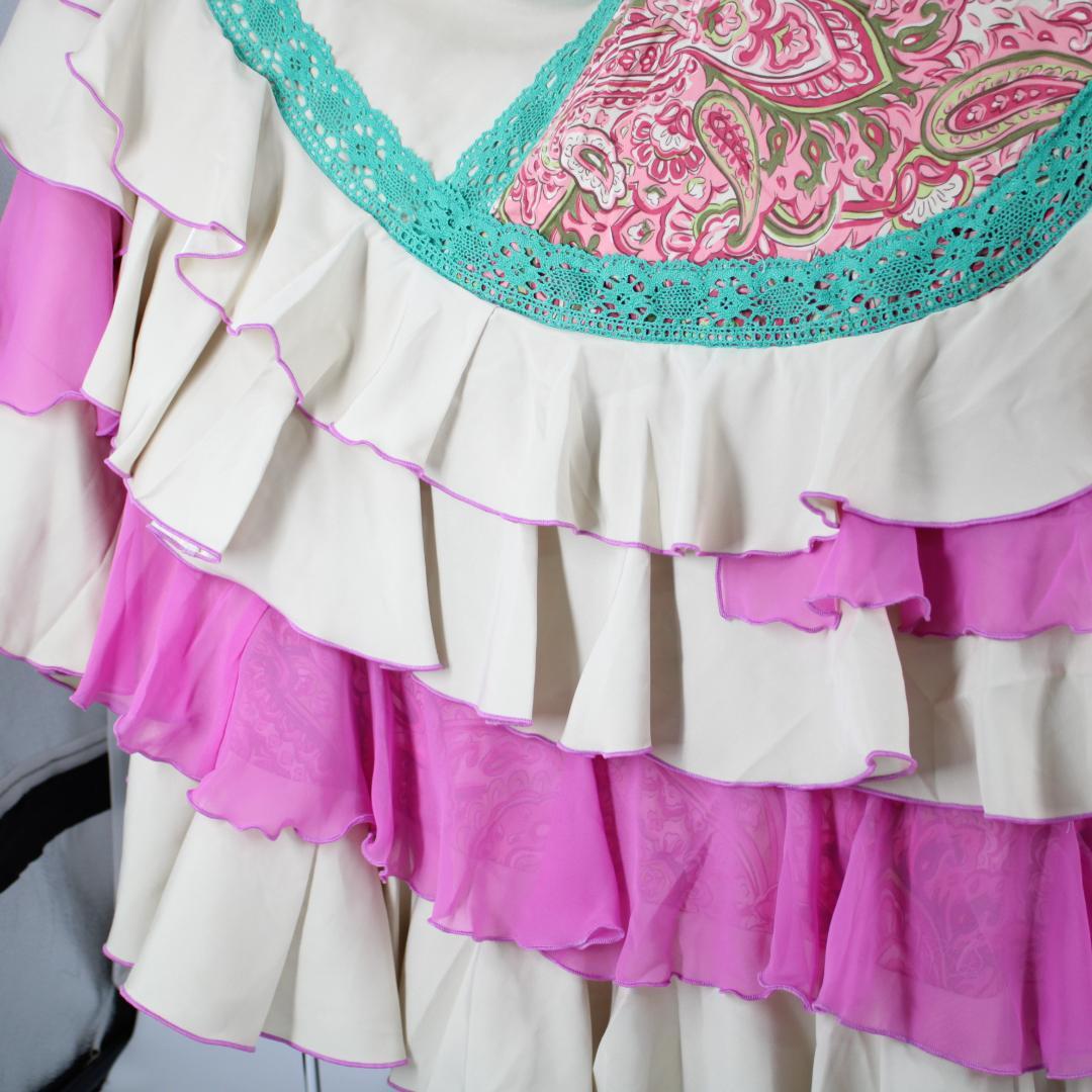 【美品 高級フラメンコ衣装】アイボリー×豪華ボランテ SONIA JOHNES