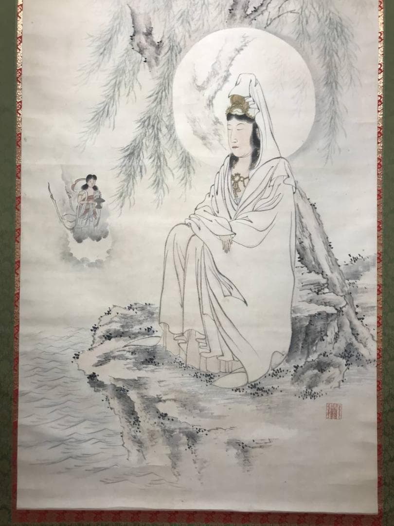 【真作】徳南舎/柳巌観音図/観音図/大幅/掛軸/名家伝来/AC-285