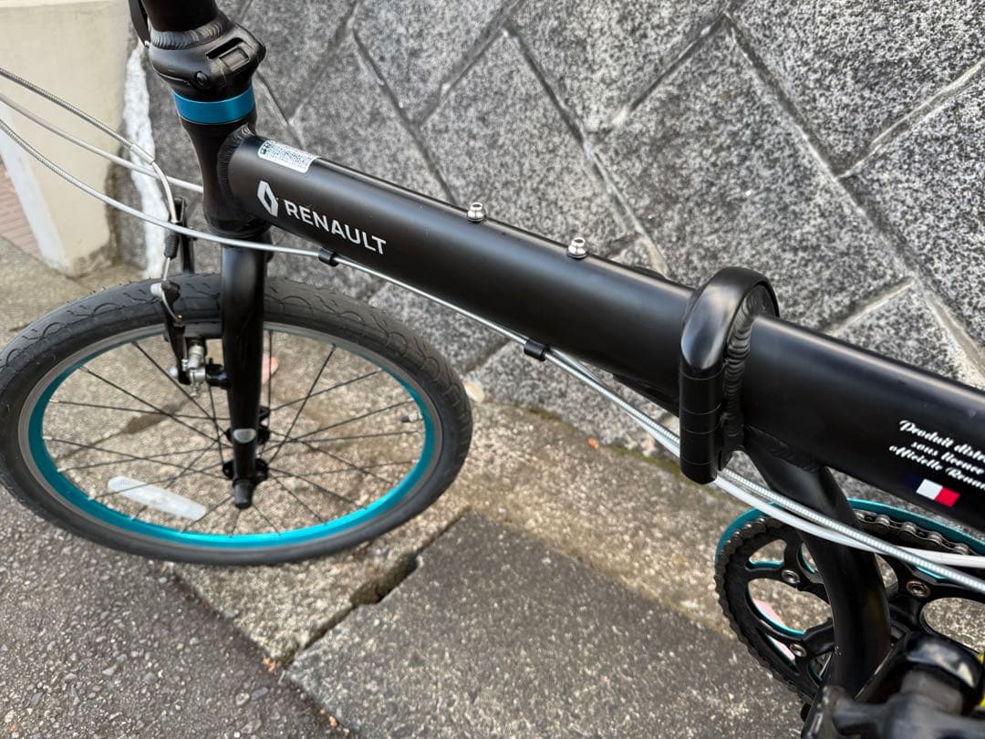 送料込みRENAULT 折りたたみ自転車 ブラック/ターコイズ