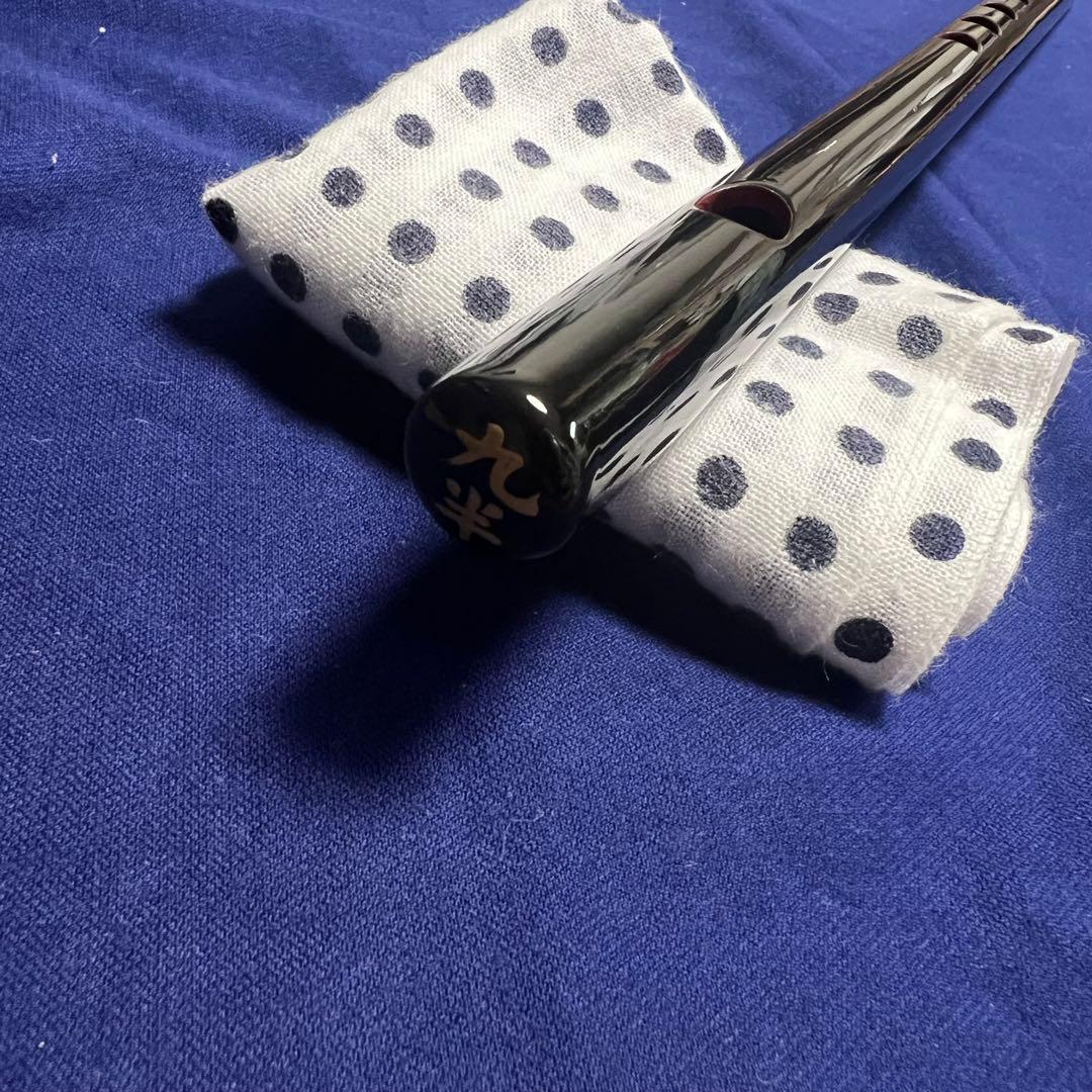 篠笛丸山 9本半調子 唄物 黒漆塗 笛袋付