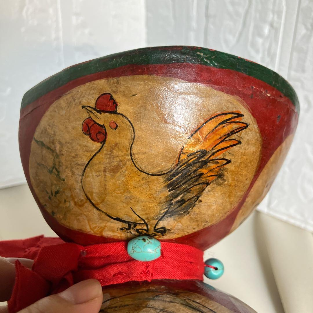 小太鼓 中国 骨董 干支 動物 太鼓 打楽器 アンティーク