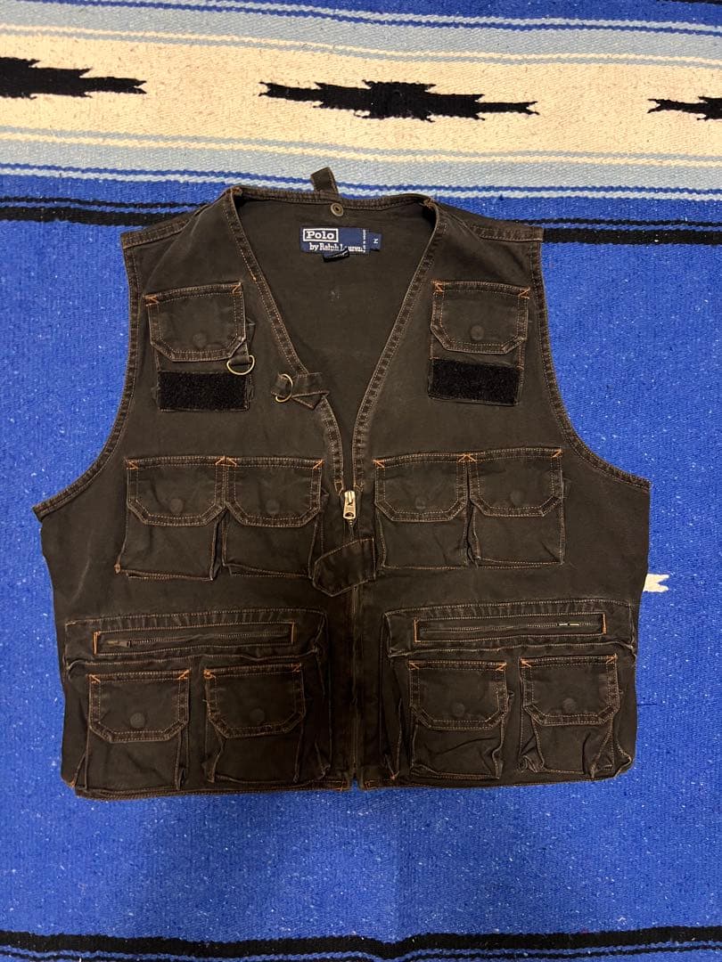 90s Polo Ralph Lauren フィッシングベスト　ブラック