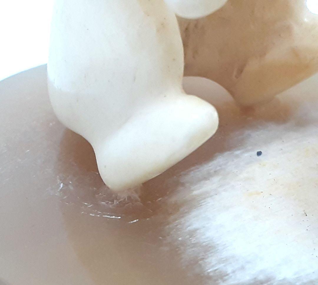 Y1701-2 最高級極上 熊と桶 置物 天然素材 重量85.7g