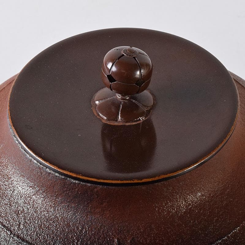 茶道具　人間国宝　釜師　高橋敬典作　桐地紋　真形釜　共布共箱　V　R8334B