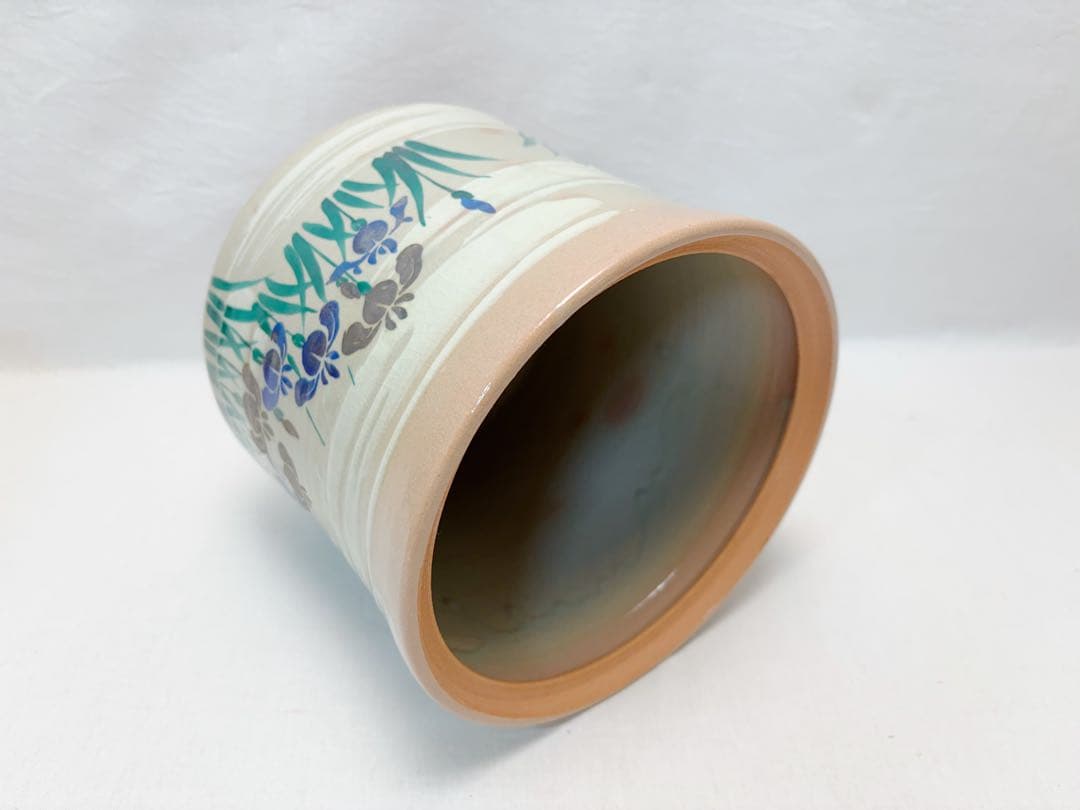 未使用 茶道具 福森阿也作 菖蒲絵 水指 煎茶道具 水屋道具 水差し 陶印 共箱