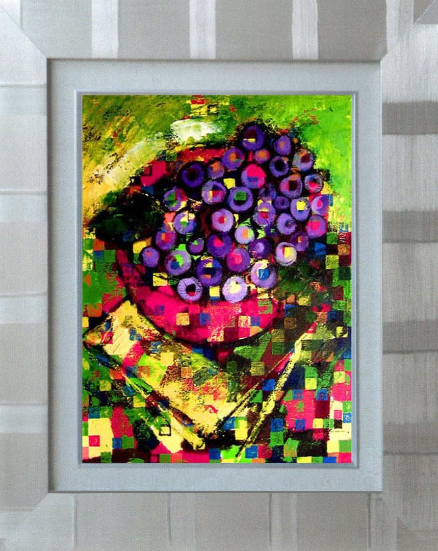 油絵 菅家令子 絵 絵画 インテリア uF6-063004 静物 果物 ぶどう