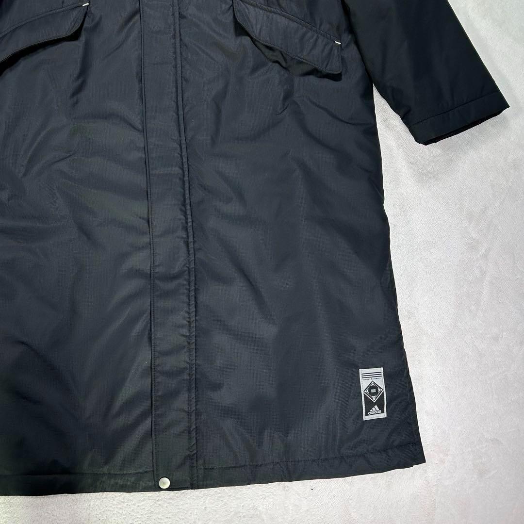 【adidas】ベンチコート　ワンポイントロゴ刺繍　3本ライン　メンズS 黒