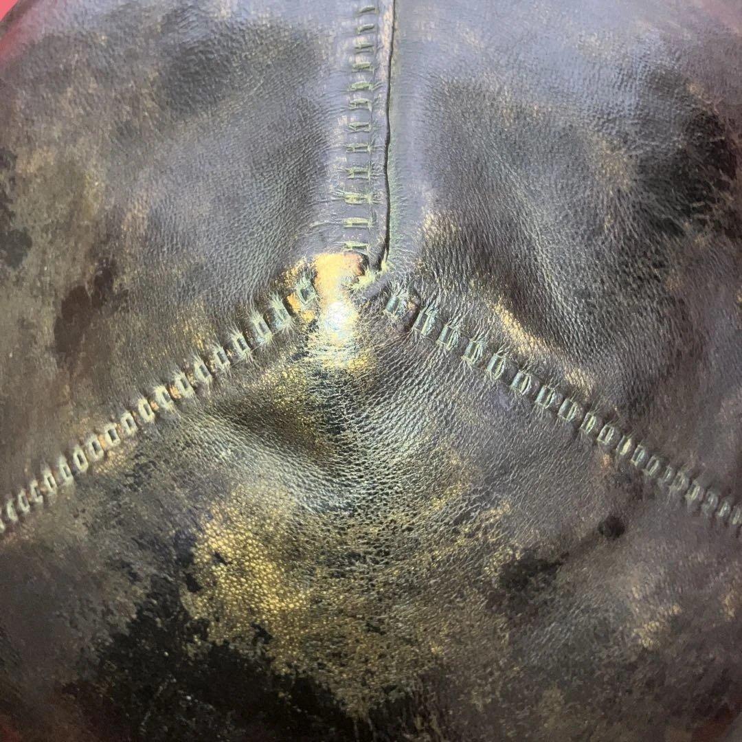 極上品　左三つ巴家紋革製陣笠