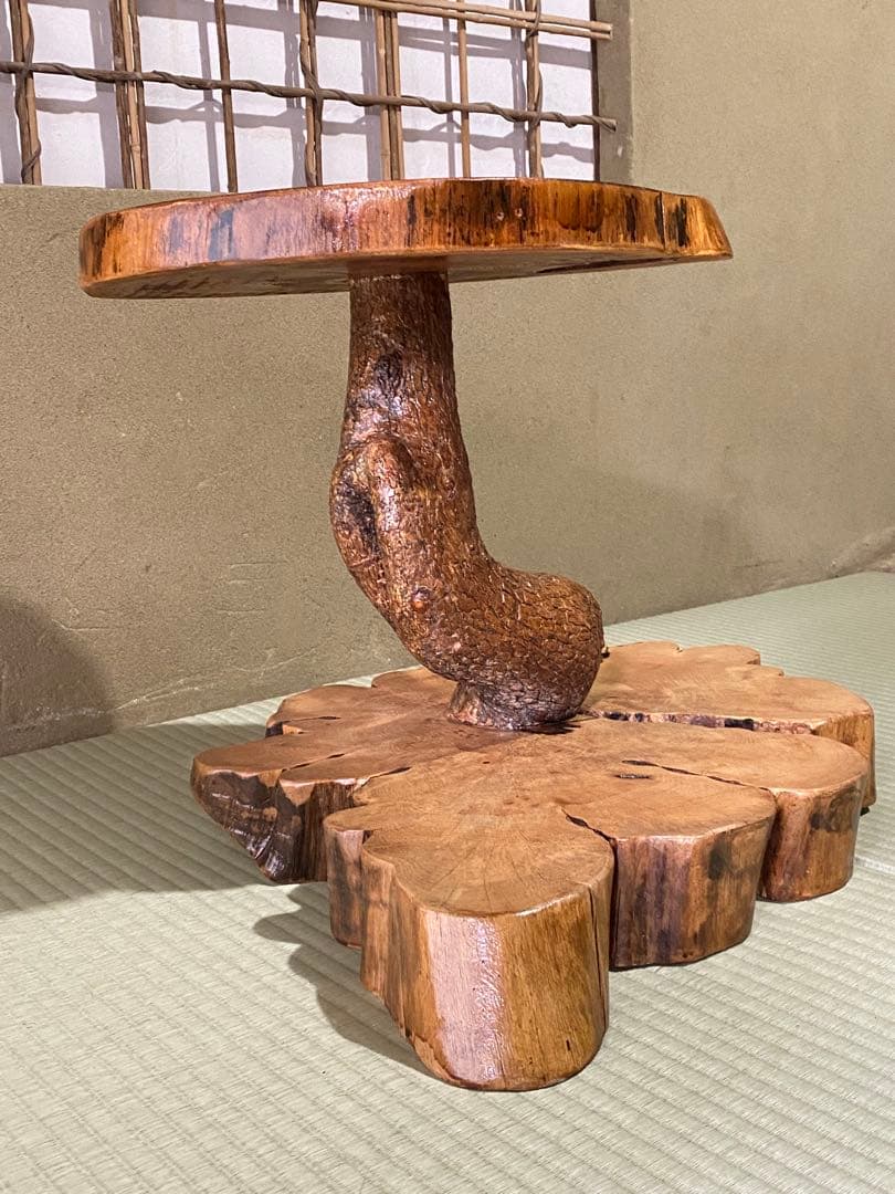 自然木製 和風座卓 盆栽飾り台