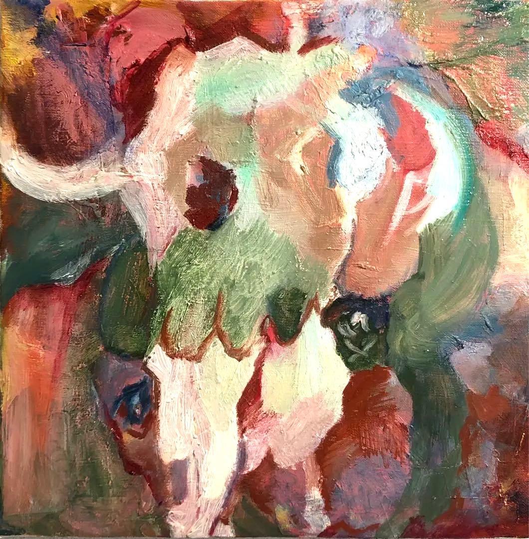 牛骨を被る少女　原画 油絵 oil painting 絵画 abstract