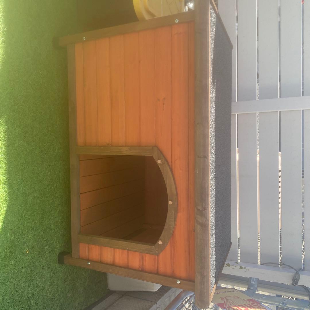 木製犬小屋 ブラウン 上部開閉式