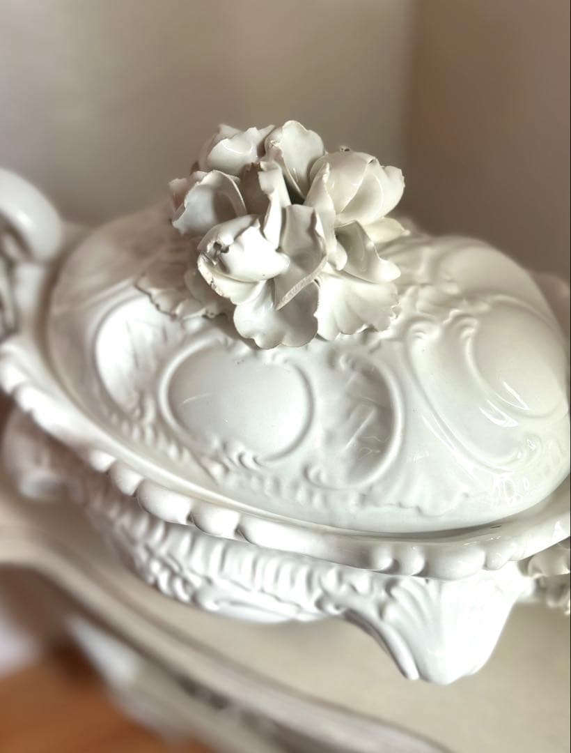 【希少特価】 フランス　アンティーク　ジャルディニエール　陶器製　蓋付き