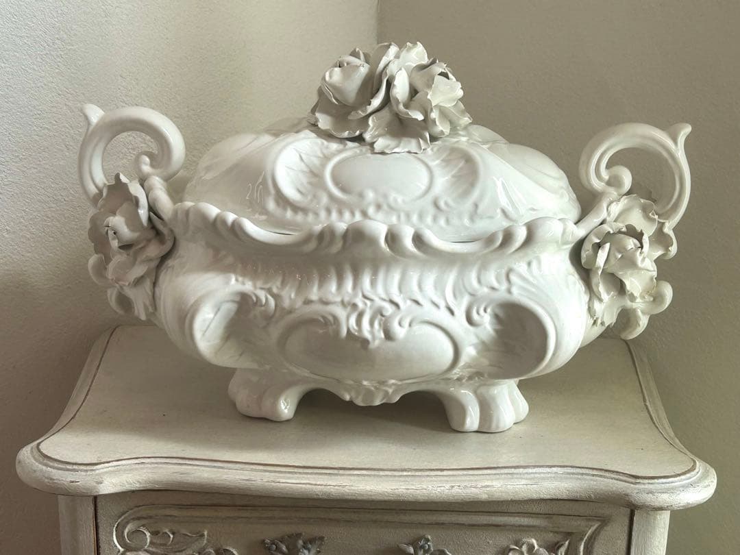 【希少特価】 フランス　アンティーク　ジャルディニエール　陶器製　蓋付き