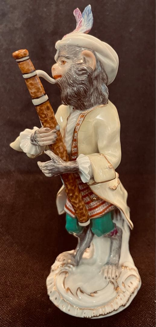 【美品】マイセン 猿の楽団 ファゴット イエロージャケットフィギュリン 1級品