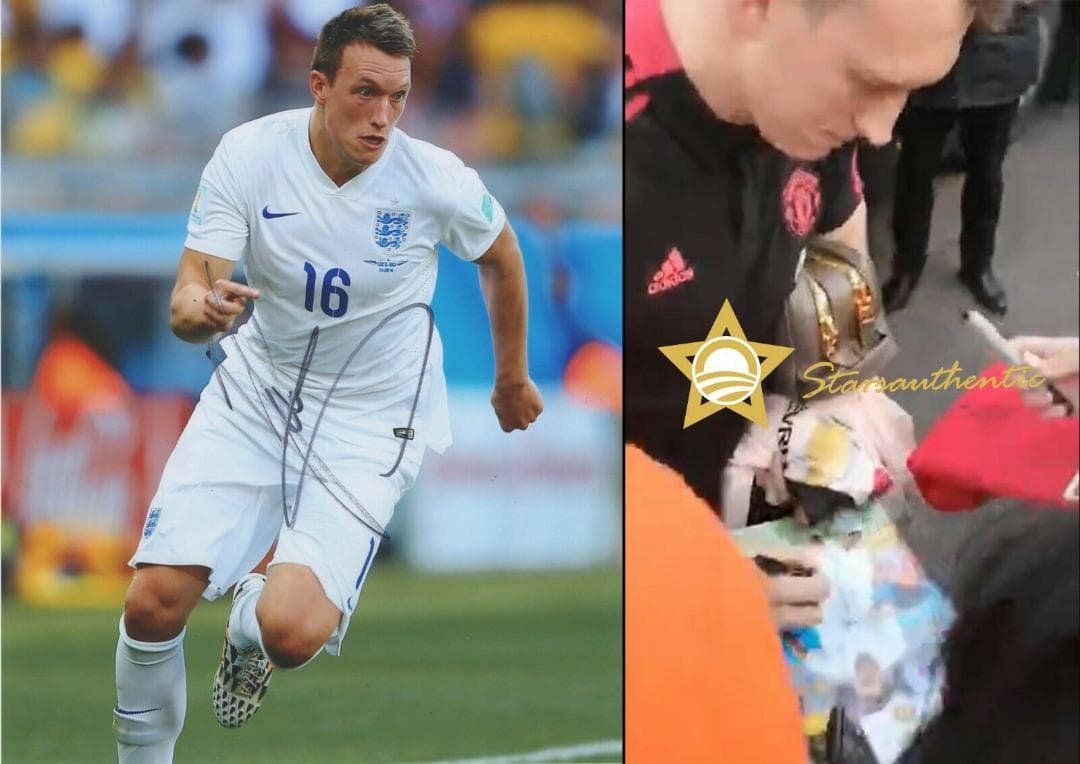 直筆サイン入り写真 フィル・ジョーンズ マンチェスターFC SA鑑定済