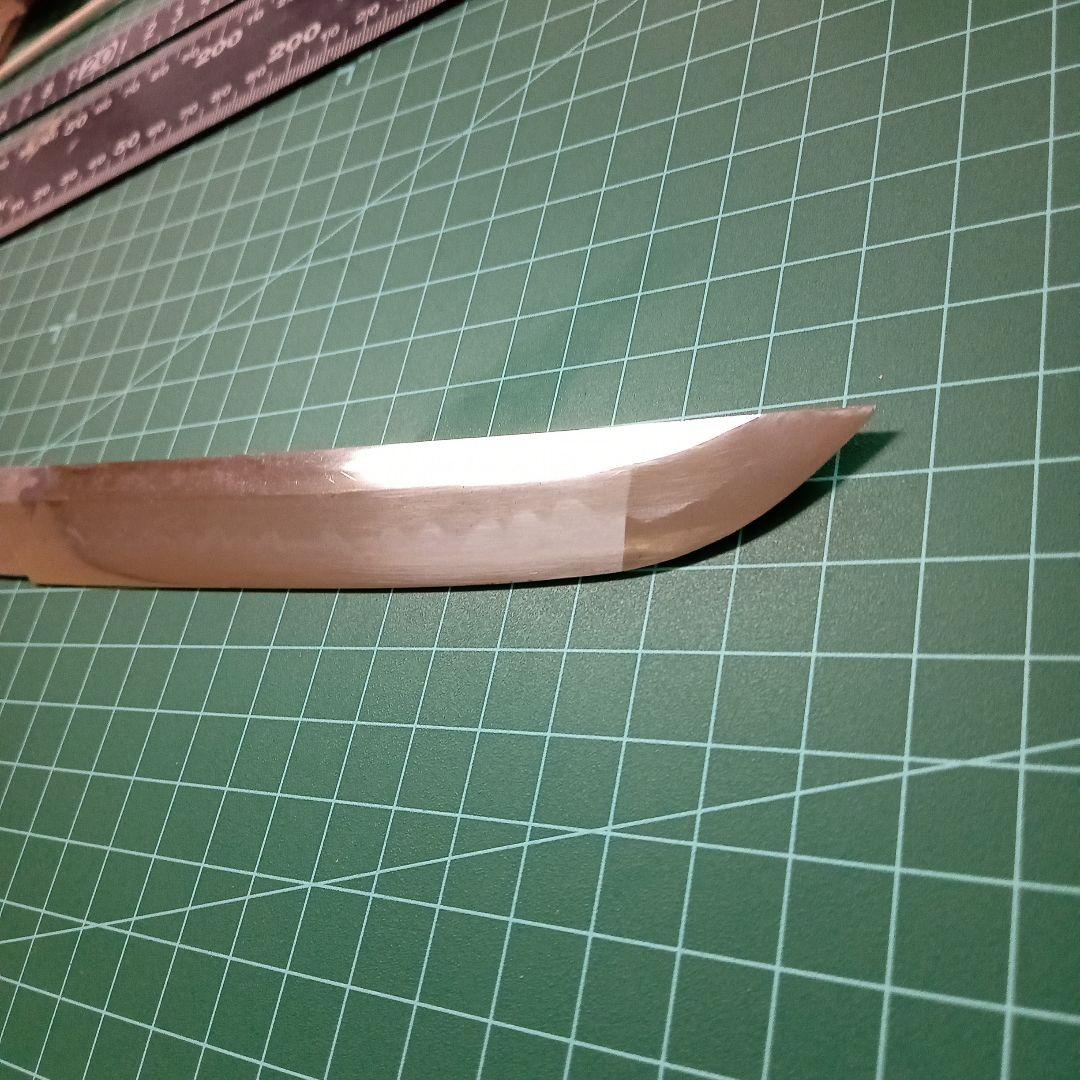 【ナイフ加工用玉鋼/合法サイズ】無銘脇差/錆身日本刀切先部分残欠※刃引き済み※