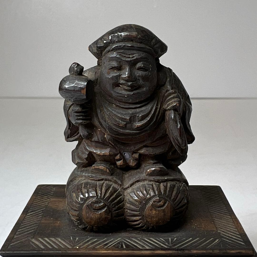 江戸初期 木彫大黒天 厨子入 東キ8-0204☆2F
