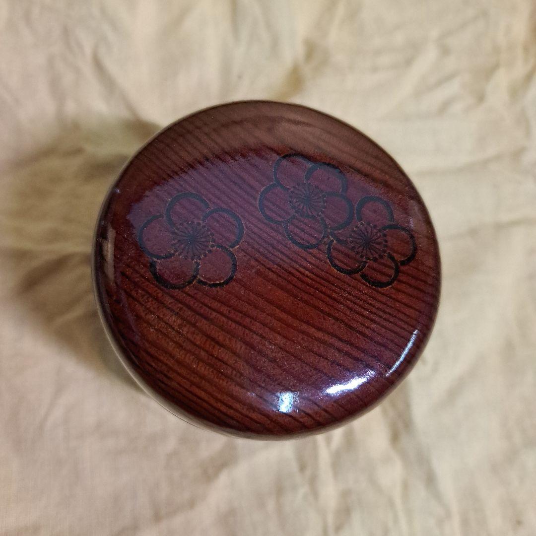 駒沢春斎(7代駒沢利斎)摺漆塗　梅図松の木中棗共箱　茶道具　漆器