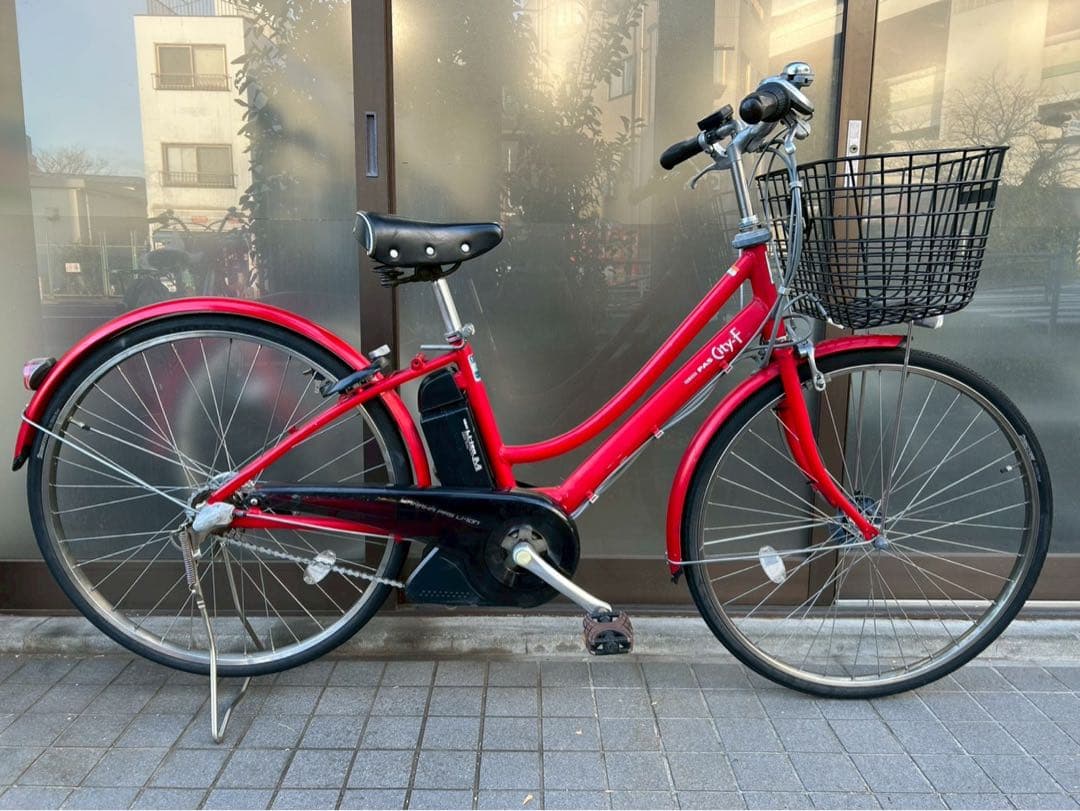 中古電動自転車 ヤマハ パスCity-F 26インチレッド 横浜 №3666