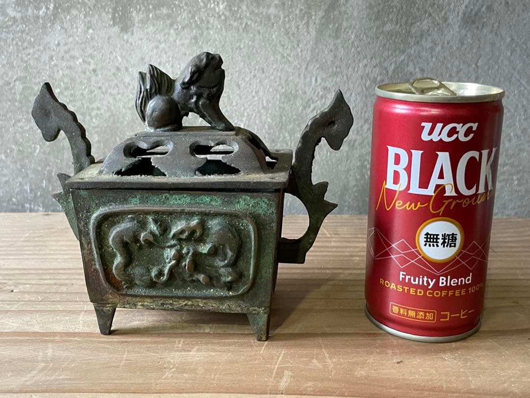 香炉【m193 お香　骨董　大明宣徳年製　仏具　ヨガ　スピリチュアル　獅子　龍】