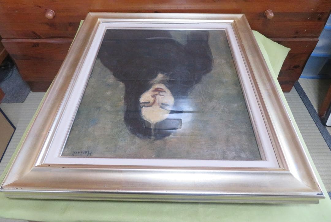 ◆ 堀内規次 「黒衣の女」油彩8号 真作保証　自由美術会員　 美術文化協会賞◆