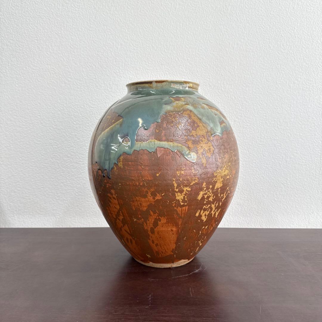 法勝寺焼　松花窯　四代　安藤真澄　花瓶　壺