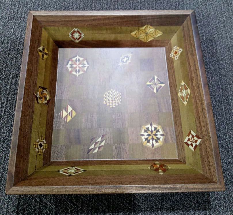 箱根寄木細工　伝統工芸品　浜松屋　盛器　角盛器　市松　菓子鉢