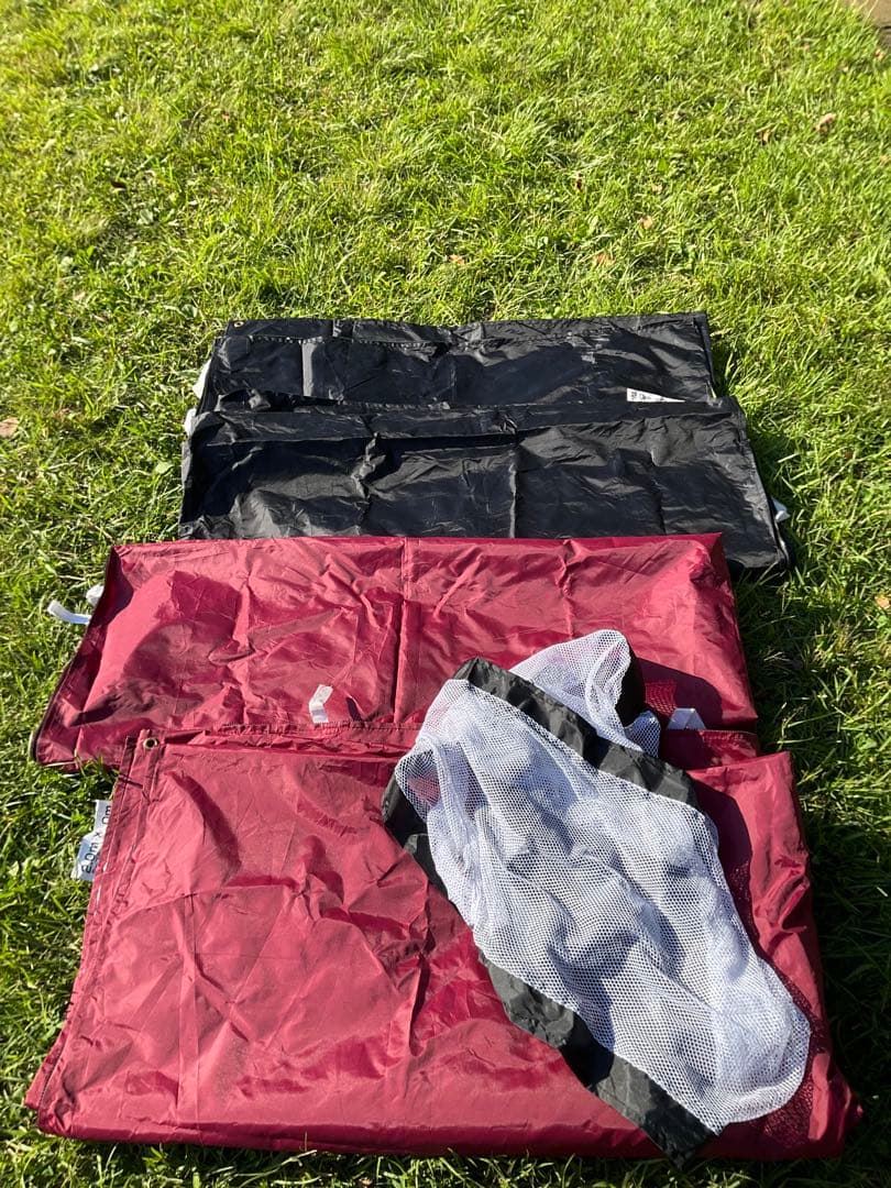 FIELDDOORタープ2mX2m サイドシート4枚、メッシュルーフ棚つき