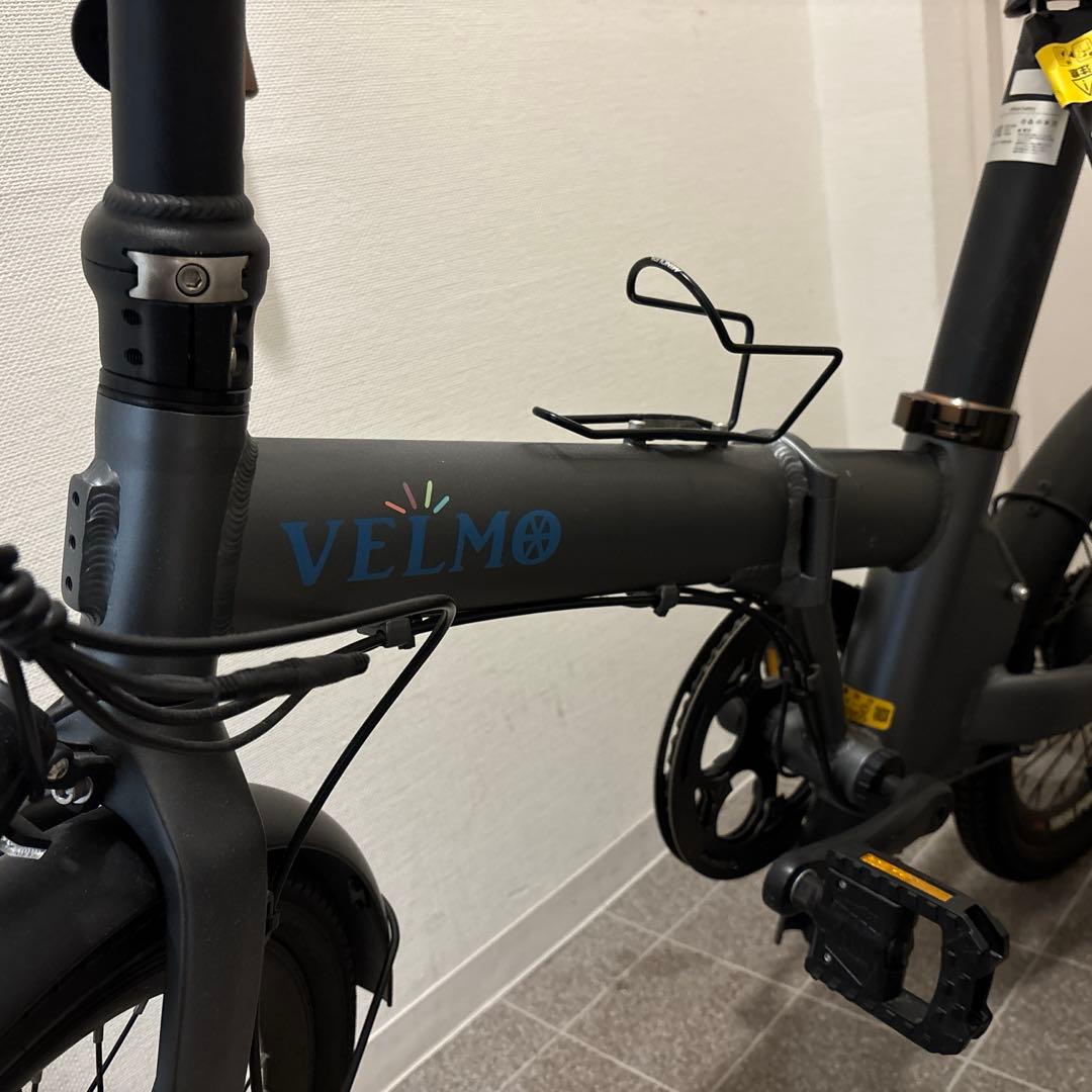 VELMO 折りたたみ電動自転車 グレー 予備充電バッテリー付