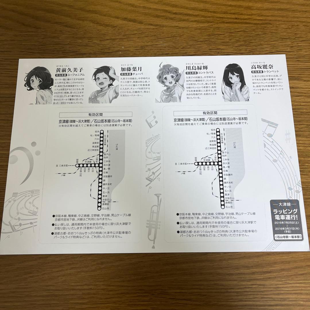 京阪電車✖️響け！ユーフォニアム　特製乗車券3種セット