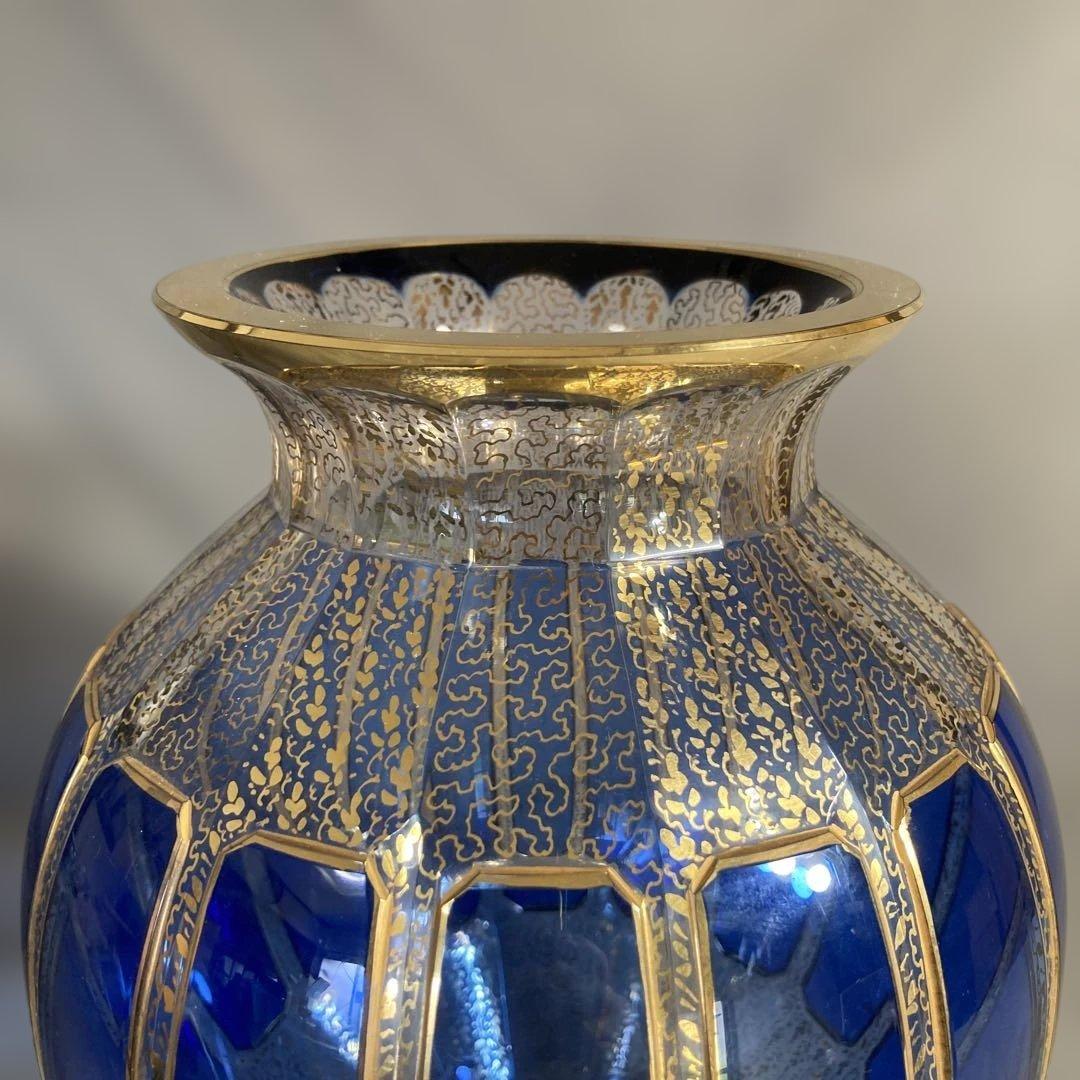 【クローバージジさん専用】ボヘミアグラス　王室御用達　モーゼル社　クリスタル花瓶