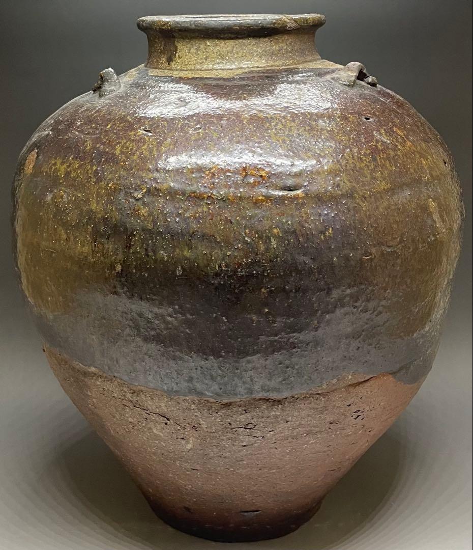 大壺　37cm 　古信楽焼　三耳壺　江戸時代　T.c543