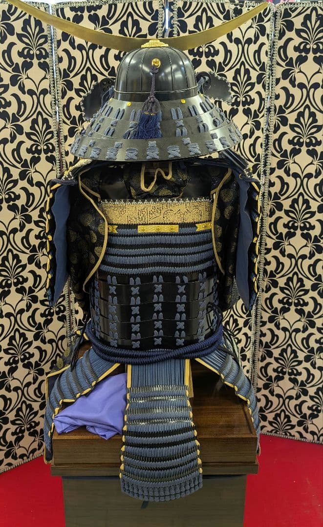 等身大 甲冑 鎧兜 鎧一式 甲冑 鎧櫃 鎧立付 面頰 青糸大縅鎧 伊達政宗公 写