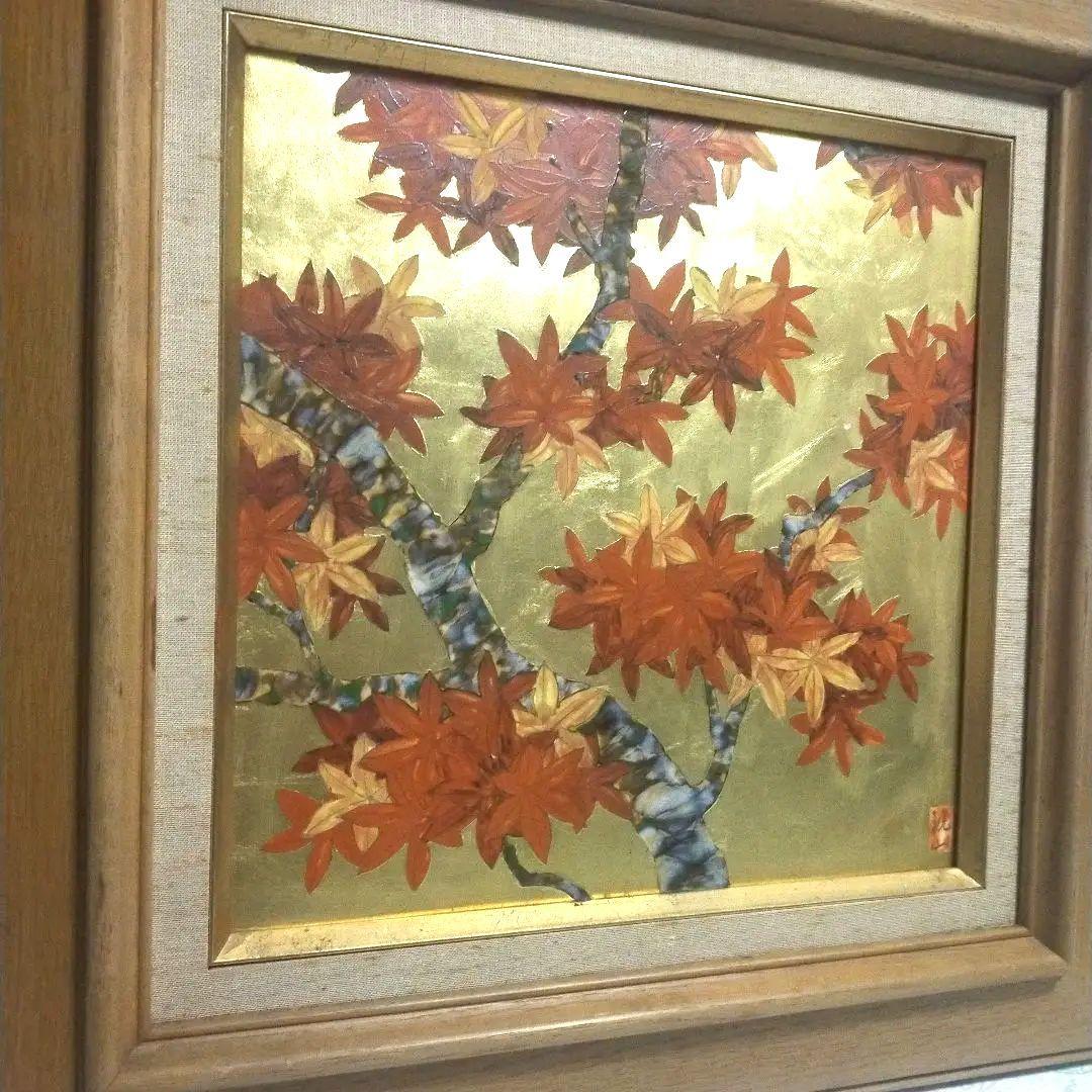 日本画 漆画・七宝？ 木製フレーム