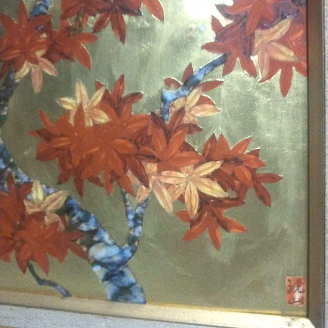 日本画 漆画・七宝？ 木製フレーム