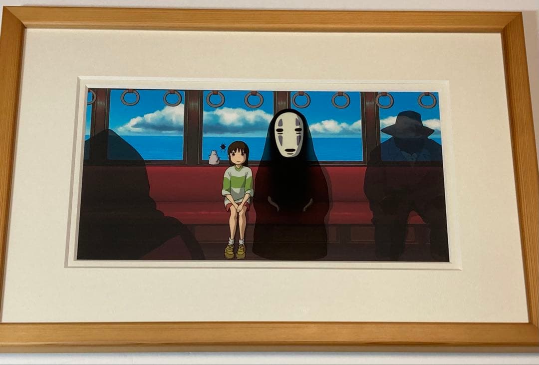 d１　千と千尋の神隠し非売品セル画【千尋とカオナシ】額・背景画付き