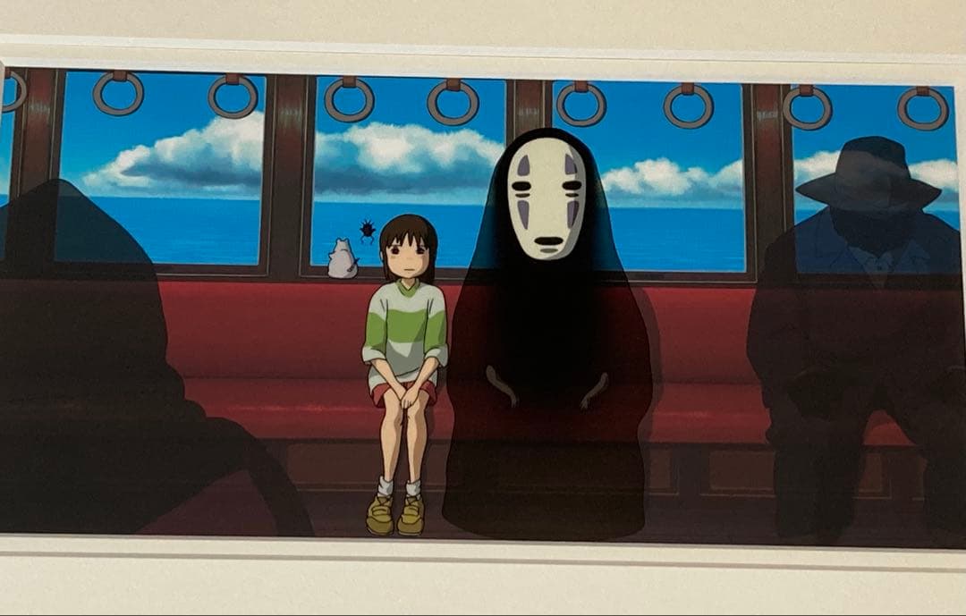 d１　千と千尋の神隠し非売品セル画【千尋とカオナシ】額・背景画付き