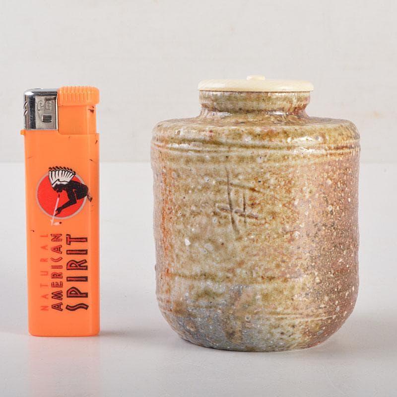 茶道具　信楽焼　高橋楽斎造　信楽茶入　仕覆付　共箱　V　6855