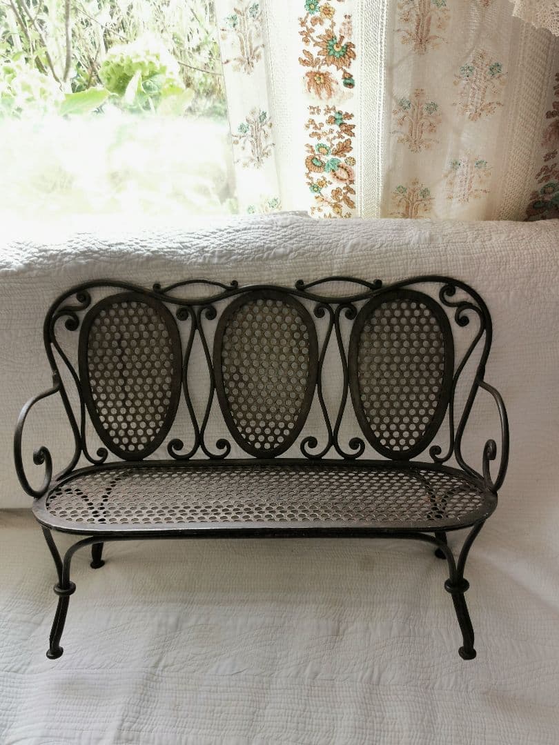 アンティークイギリス アイアン製 ドールチェア 産業革命時代 ブロンズ色 レア