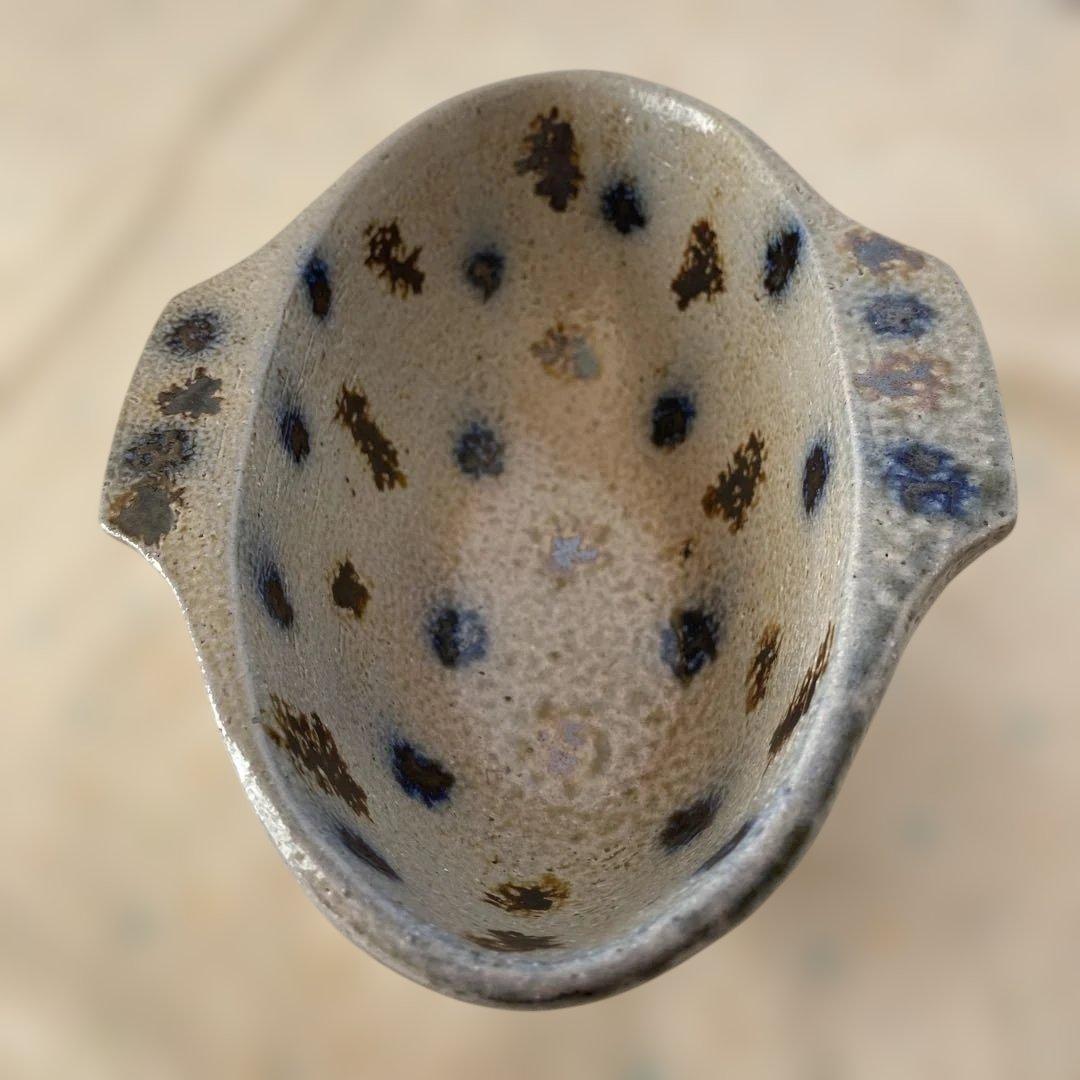 民藝　岩井窯　山本教行さん　塩秞　耳付楕円鉢　中サイズ