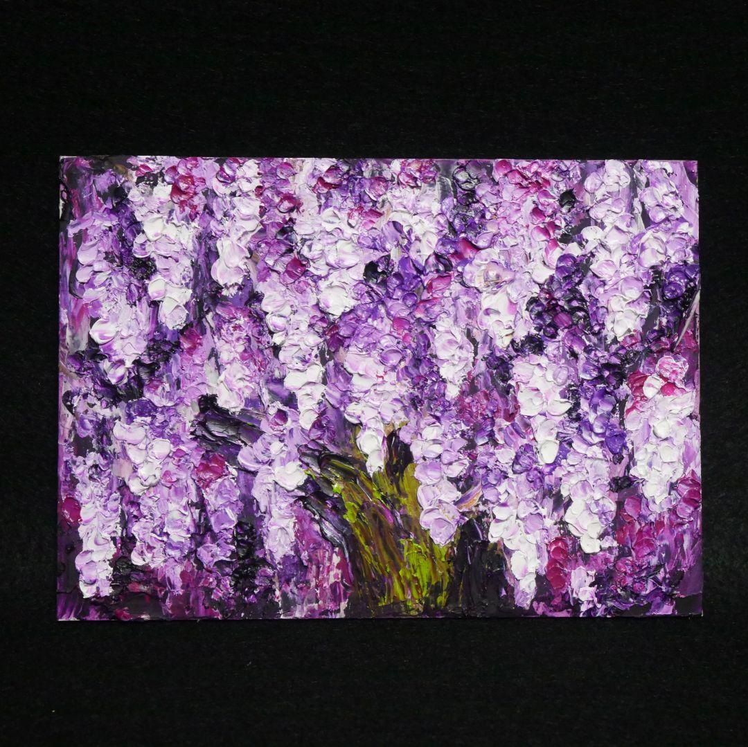 油絵 油彩 油彩画 絵 絵画 ミニ絵画【藤の花】