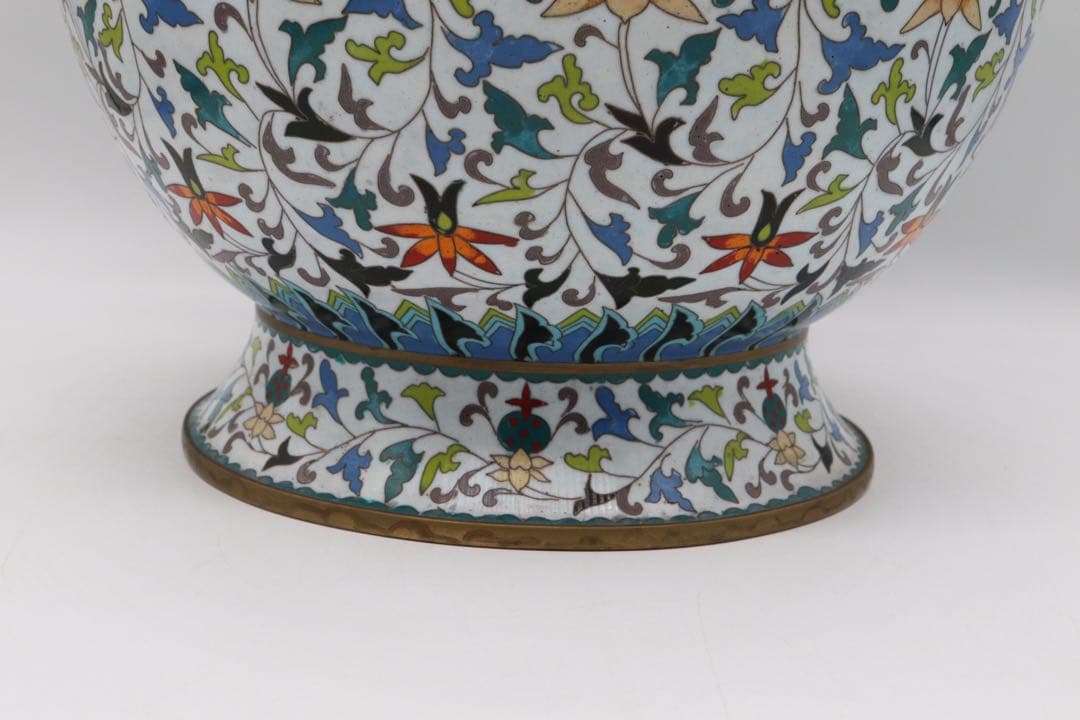 岐No33 中国七宝焼　大瓶　銘あり　アンティーク　送料込み0504