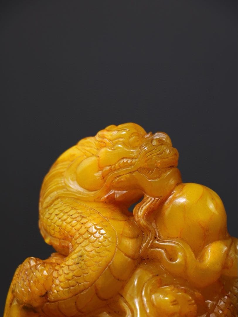 旧家蔵出古美術　盤山龍·藏龍 細工彫刻　寿山石 時代物　アンティーク　骨董品