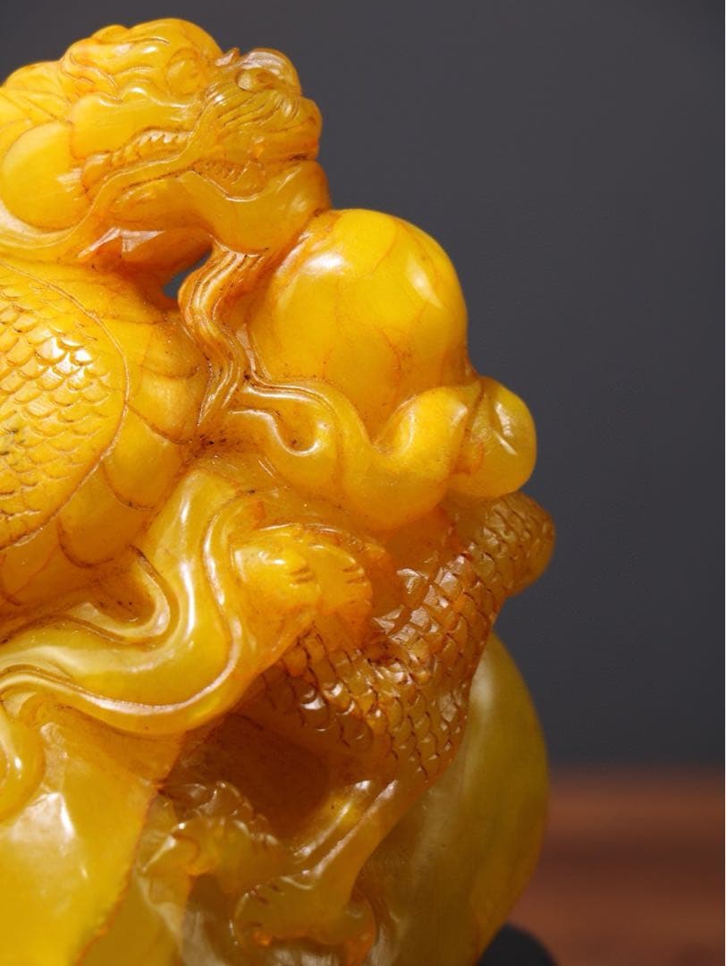 旧家蔵出古美術　盤山龍·藏龍 細工彫刻　寿山石 時代物　アンティーク　骨董品